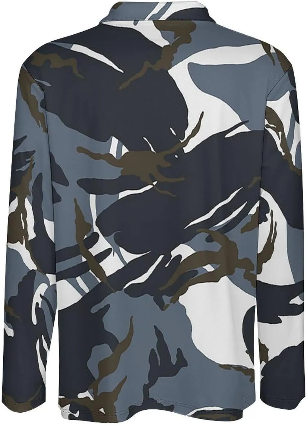 Mens Camouflage Polo Shirts Quick-Dry Moisture Wicking 3D Print Long Sleeve Golf Shirts