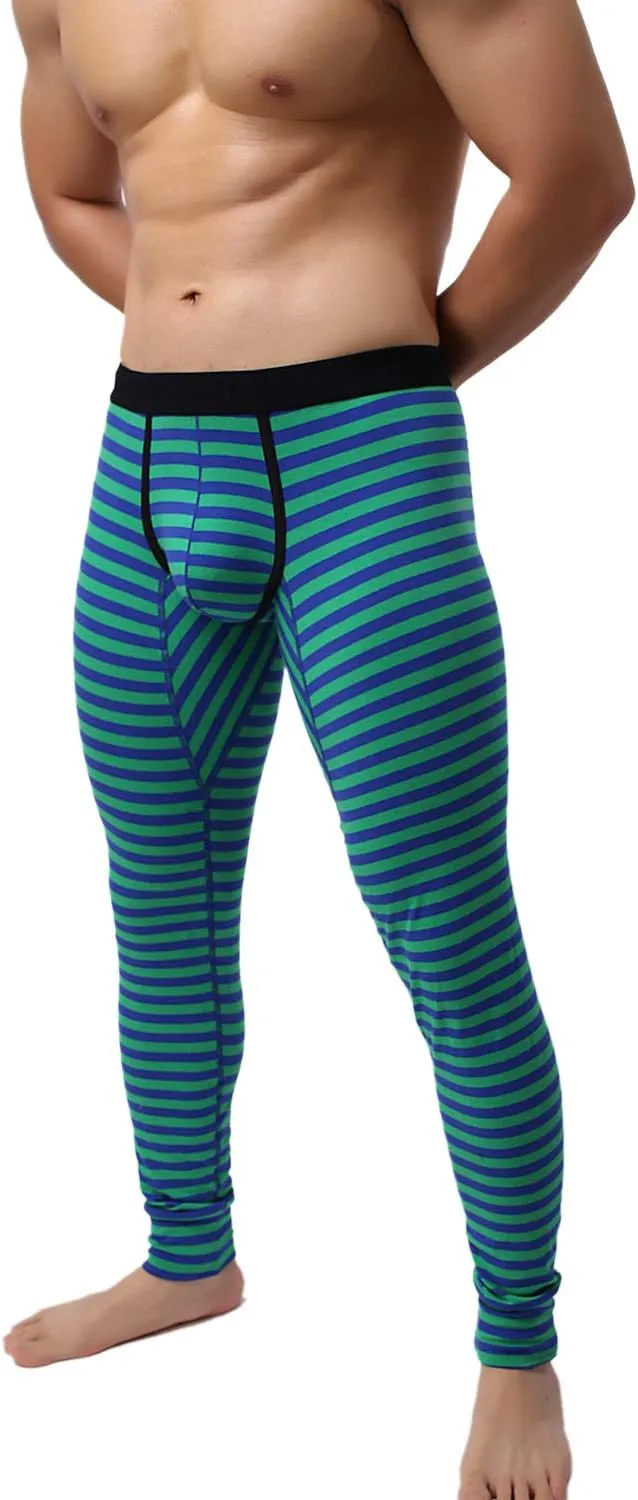 Mens Cotton Pouch Underwear Long Johns Thermal Pants Bottoms Leggings