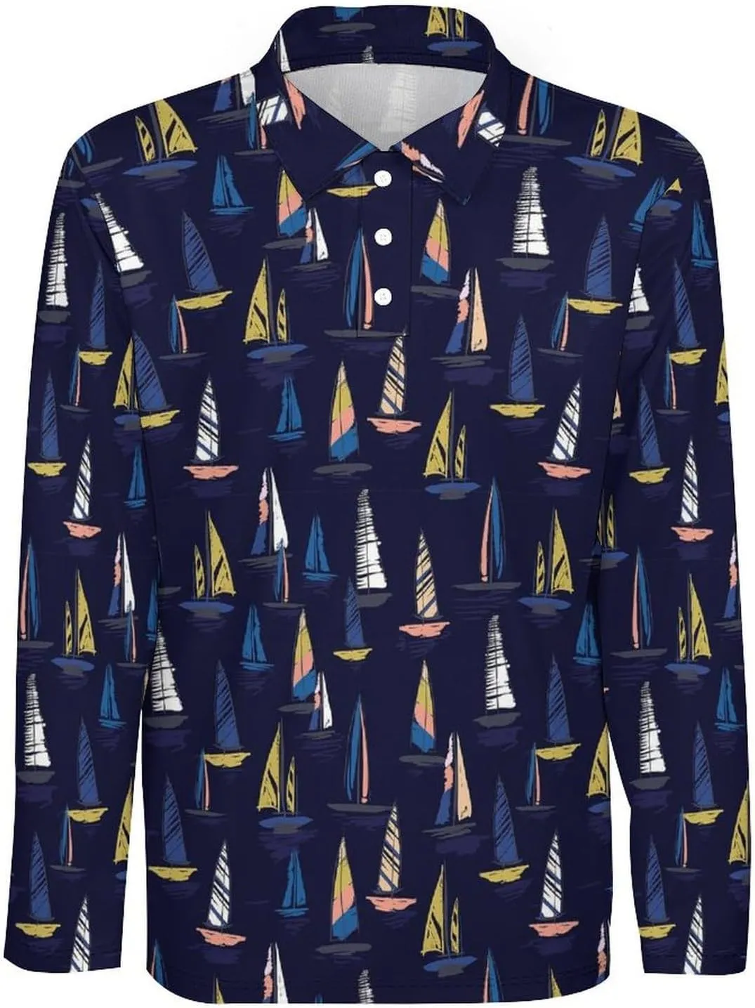 Mens Flamingos Polo Shirts Quick-Dry Moisture Wicking 3D Print Long Sleeve Golf Shirts