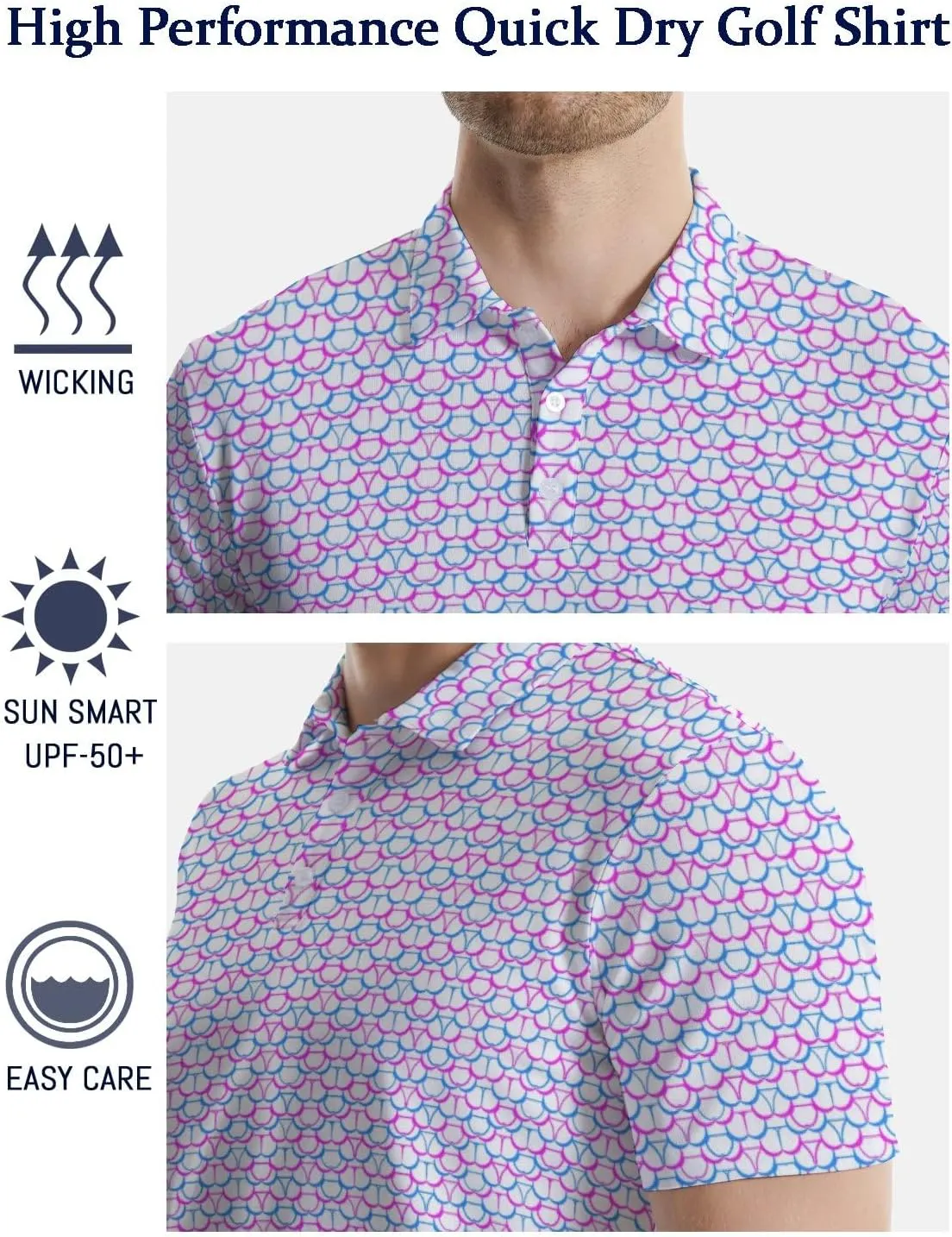 Men's Funny Golf Shirts Hawaiian Polo Shirts 80S Flashes Polo Shirts Funny Hawaiian Beach Summer Golf Polo Shirts