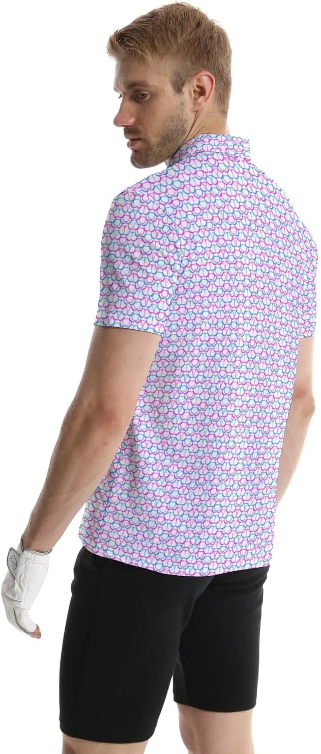 Men's Funny Golf Shirts Hawaiian Polo Shirts 80S Flashes Polo Shirts Funny Hawaiian Beach Summer Golf Polo Shirts