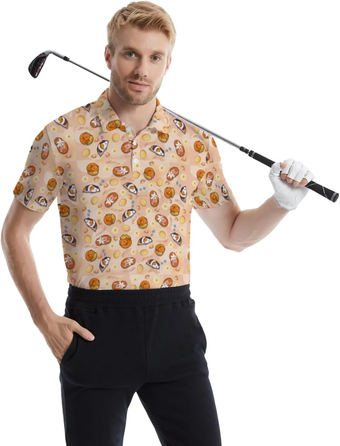 Men's Funny Golf Shirts Hawaiian Polo Shirts 80S Flashes Polo Shirts Funny Hawaiian Beach Summer Golf Polo Shirts