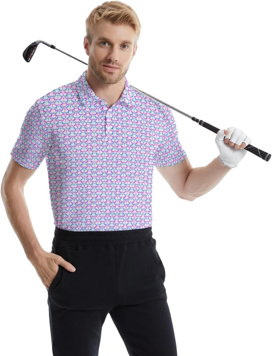 Men's Funny Golf Shirts Hawaiian Polo Shirts 80S Flashes Polo Shirts Funny Hawaiian Beach Summer Golf Polo Shirts
