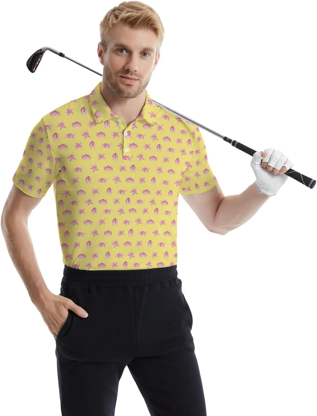 Men's Funny Golf Shirts Hawaiian Polo Shirts 80S Flashes Polo Shirts Funny Hawaiian Beach Summer Golf Polo Shirts