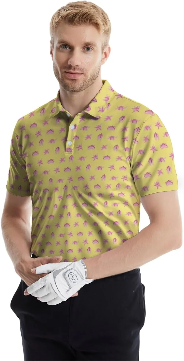 Men's Funny Golf Shirts Hawaiian Polo Shirts 80S Flashes Polo Shirts Funny Hawaiian Beach Summer Golf Polo Shirts