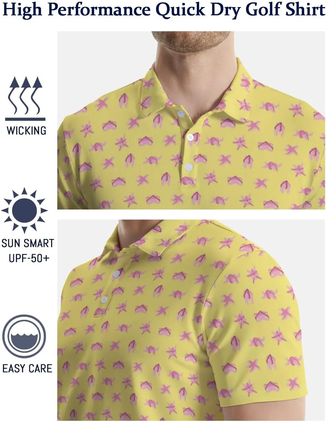 Men's Funny Golf Shirts Hawaiian Polo Shirts 80S Flashes Polo Shirts Funny Hawaiian Beach Summer Golf Polo Shirts