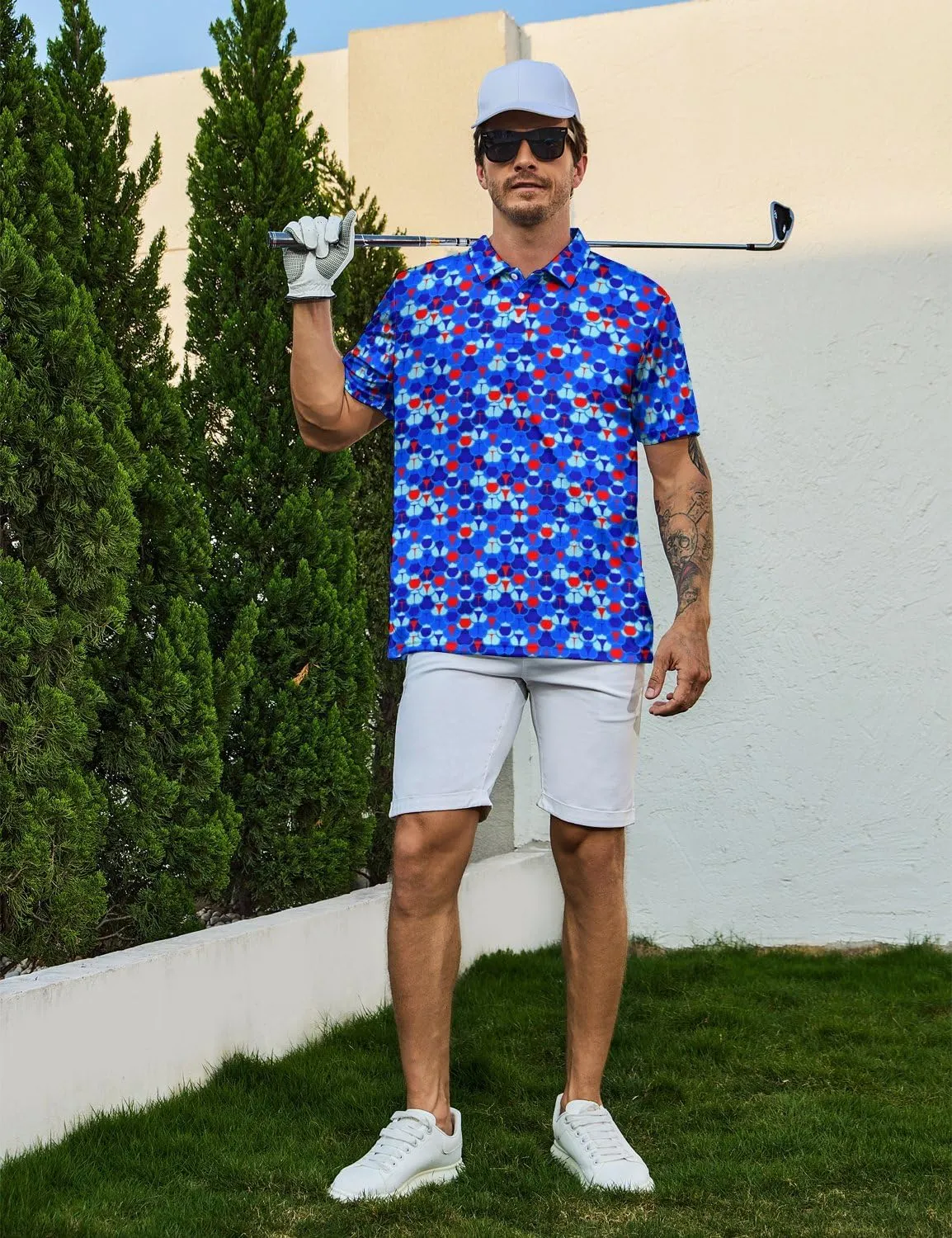 Men's Funny Golf Shirts Hawaiian Polo Shirts 80S Flashes Polo Shirts Funny Hawaiian Beach Summer Golf Polo Shirts