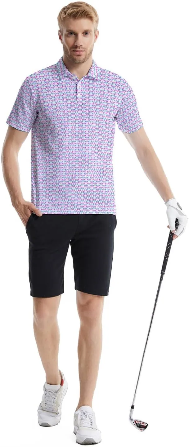 Men's Funny Golf Shirts Hawaiian Polo Shirts 80S Flashes Polo Shirts Funny Hawaiian Beach Summer Golf Polo Shirts