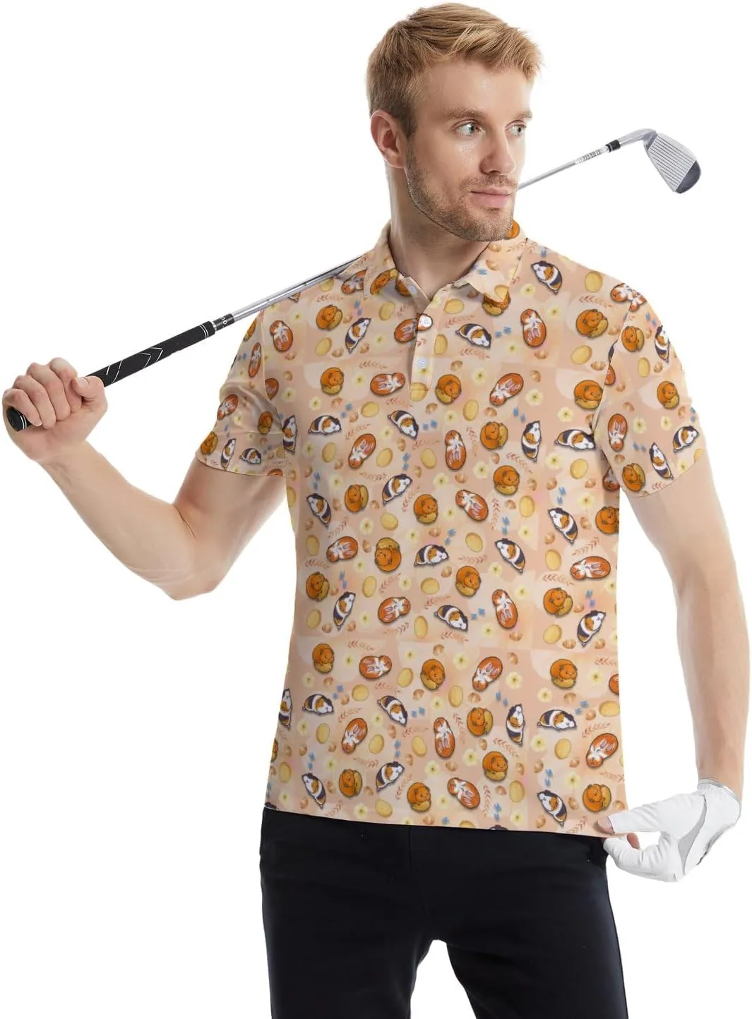 Men's Funny Golf Shirts Hawaiian Polo Shirts 80S Flashes Polo Shirts Funny Hawaiian Beach Summer Golf Polo Shirts