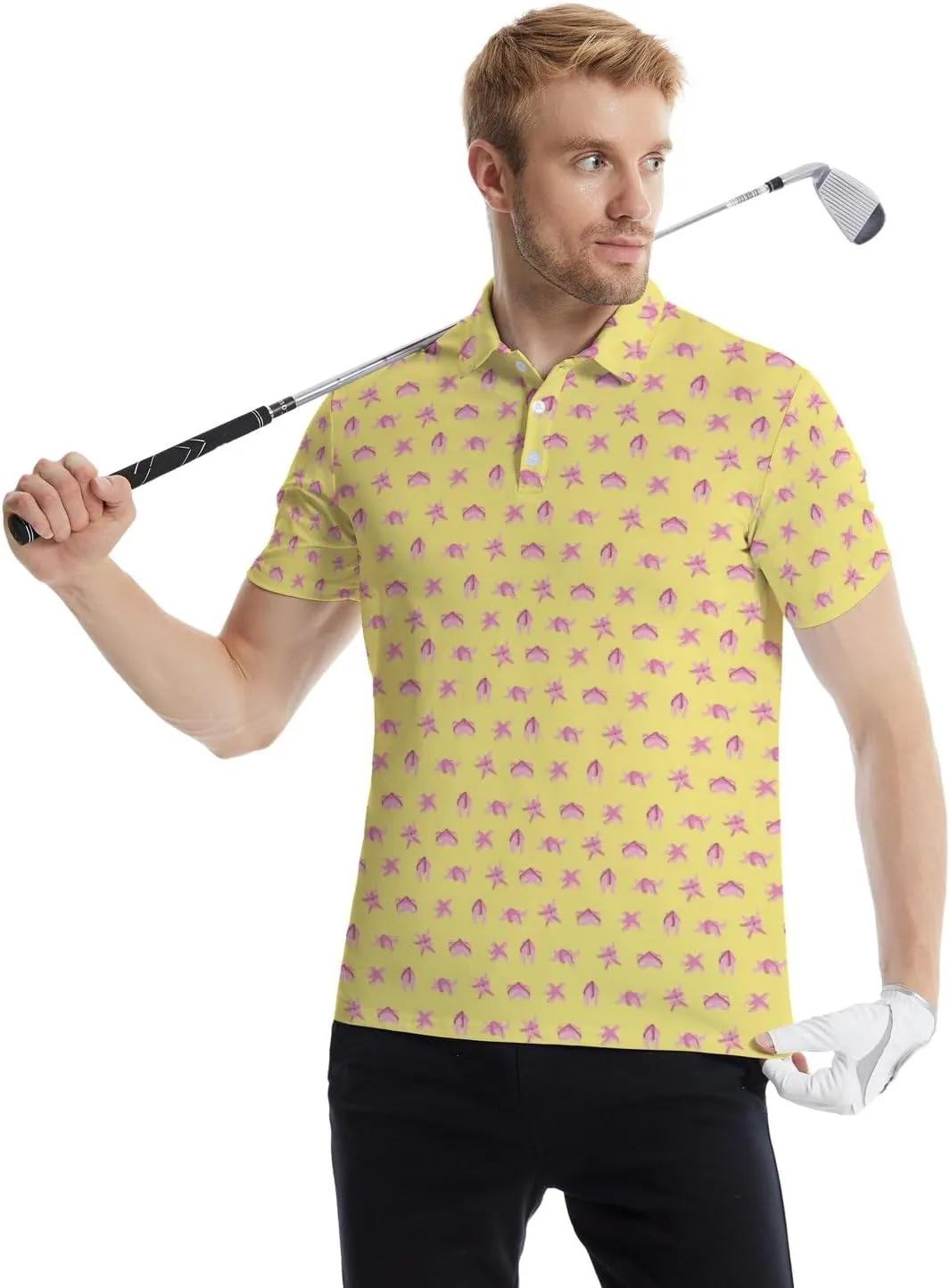 Men's Funny Golf Shirts Hawaiian Polo Shirts 80S Flashes Polo Shirts Funny Hawaiian Beach Summer Golf Polo Shirts