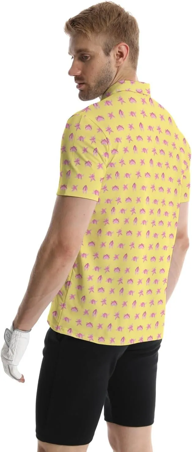 Men's Funny Golf Shirts Hawaiian Polo Shirts 80S Flashes Polo Shirts Funny Hawaiian Beach Summer Golf Polo Shirts