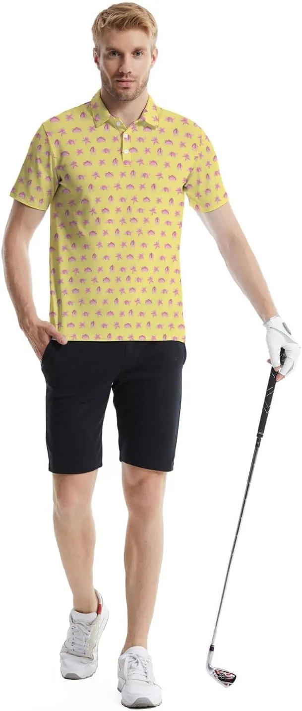 Men's Funny Golf Shirts Hawaiian Polo Shirts 80S Flashes Polo Shirts Funny Hawaiian Beach Summer Golf Polo Shirts