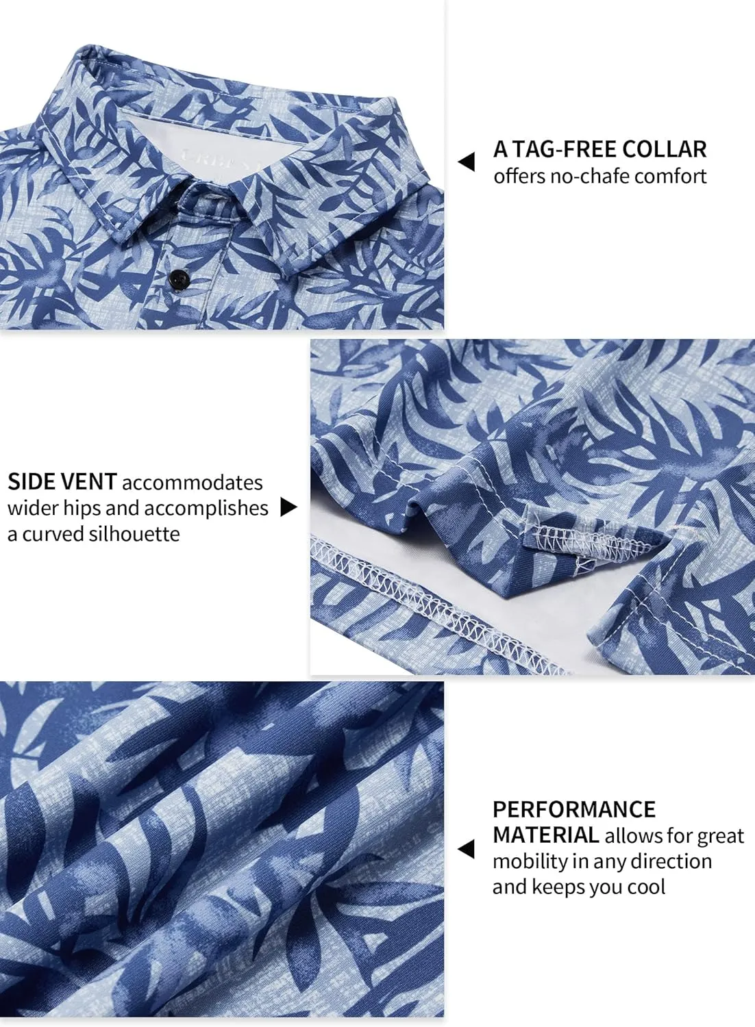 Men's Golf Polo Shirts Dry Fit Short Sleeve Print Performance Collared Polo Shirts