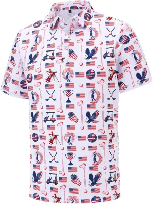 Men's Golf Polo Shirts Funny Golf Shirts for Men Performance Moisture Wicking Quick Dry Athletic Short Sleeve Shirts