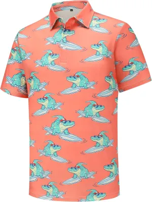 Men's Golf Polo Shirts Funny Golf Shirts for Men Performance Moisture Wicking Quick Dry Athletic Short Sleeve Shirts