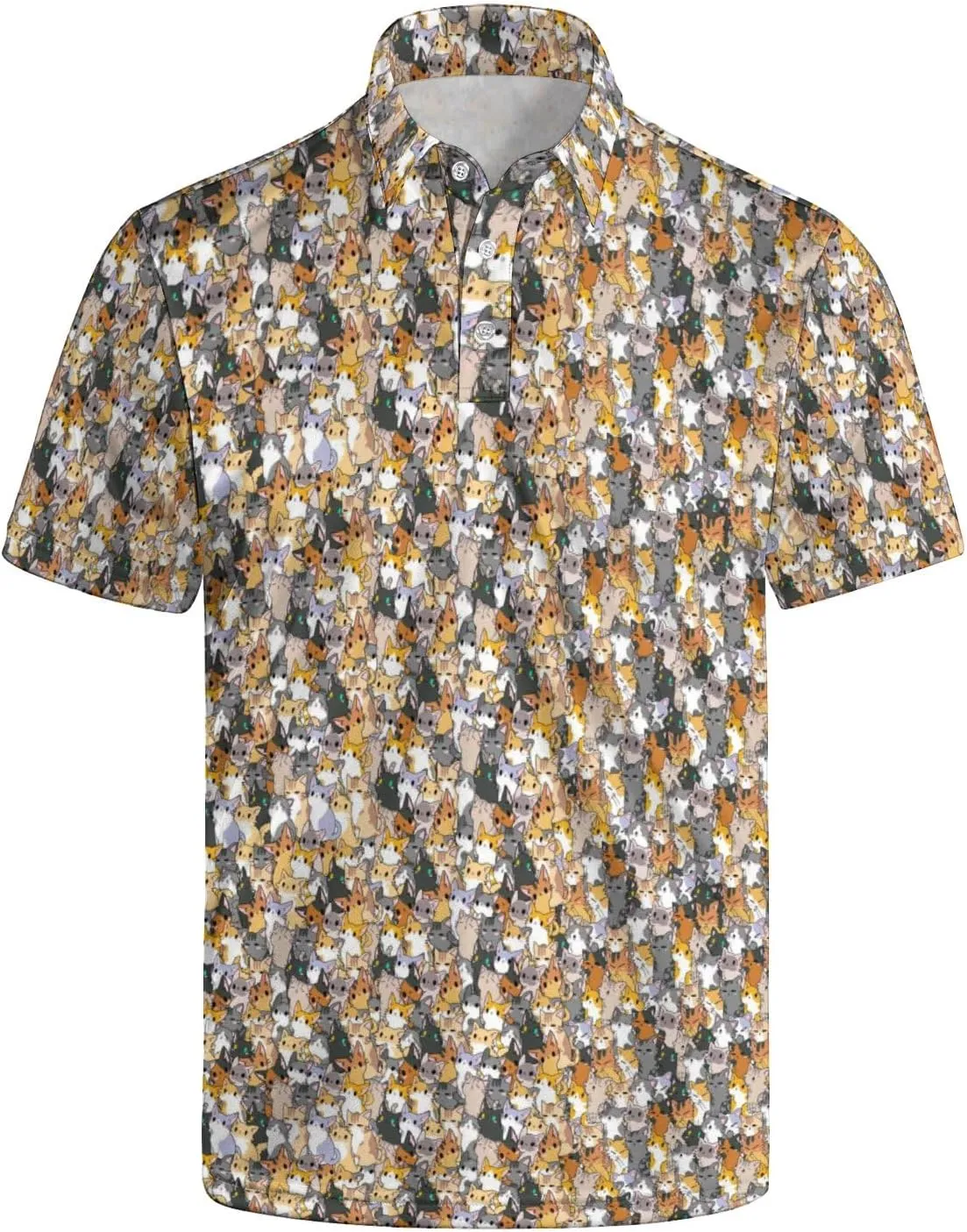 Men's Golf Shirts Moisture Wicking Quick Dry Performance Golf Polo Shirts for Men Fashion Print Short Sleeve Polo Shirts