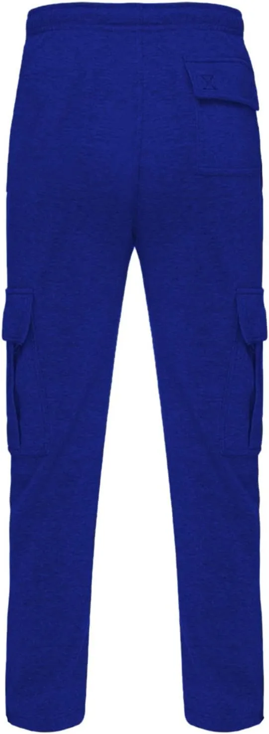 Mens Heavyweight Fleece Cargo Sweatpants Baggy Stretch Drawstring Elastic Waist Athletic Jogger Sweat Pant with Pockets