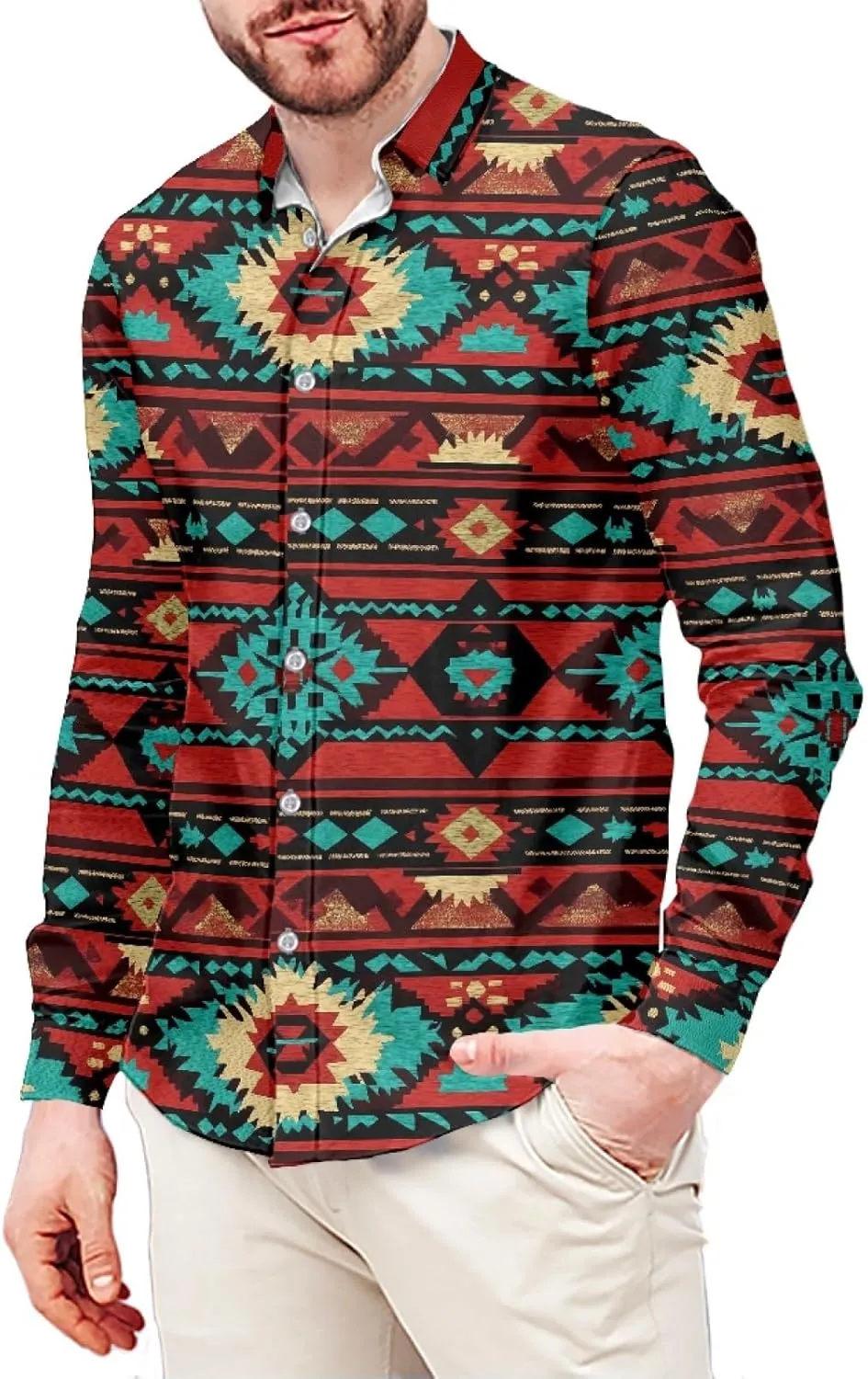 Men's Muscle Fit Dress Shirts Wrinkle-Free Long Sleeve Casual Button Down Shirts