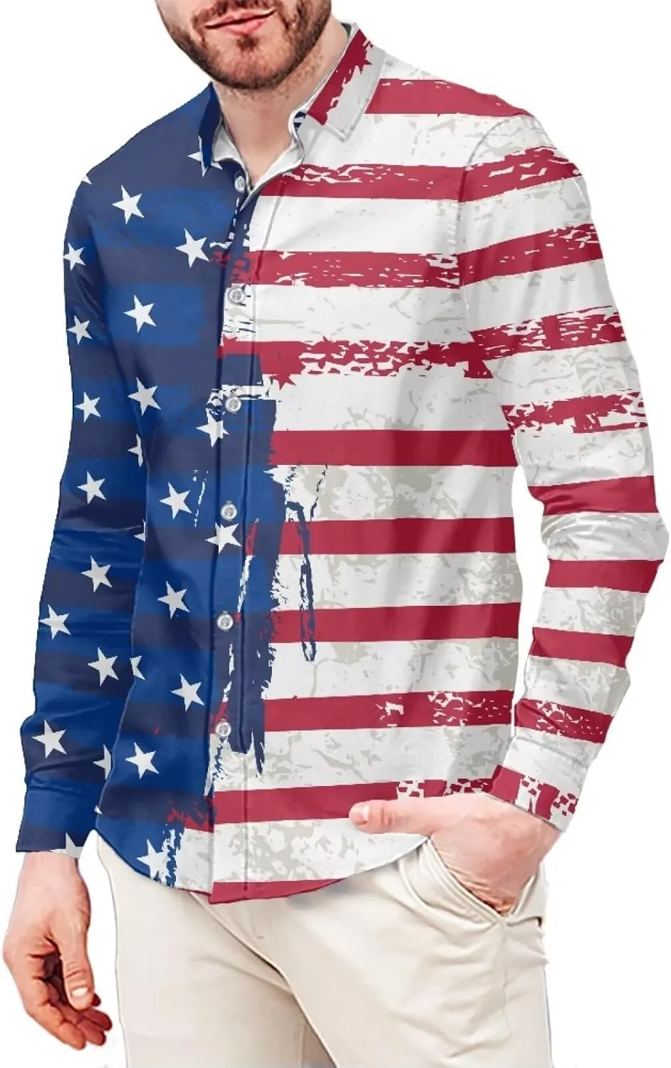 Men's Muscle Fit Dress Shirts Wrinkle-Free Long Sleeve Casual Button Down Shirts