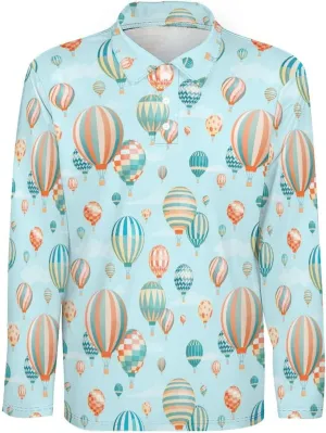 Mens Octopus Polo Shirts Quick-Dry Moisture Wicking 3D Print Long Sleeve Golf Shirts