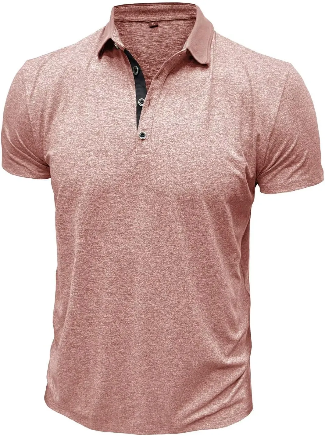 Men's Polo Shirts Short Sleeve Golf Polo Moisture Wicking Heather Tipped Casual Collared Shirts