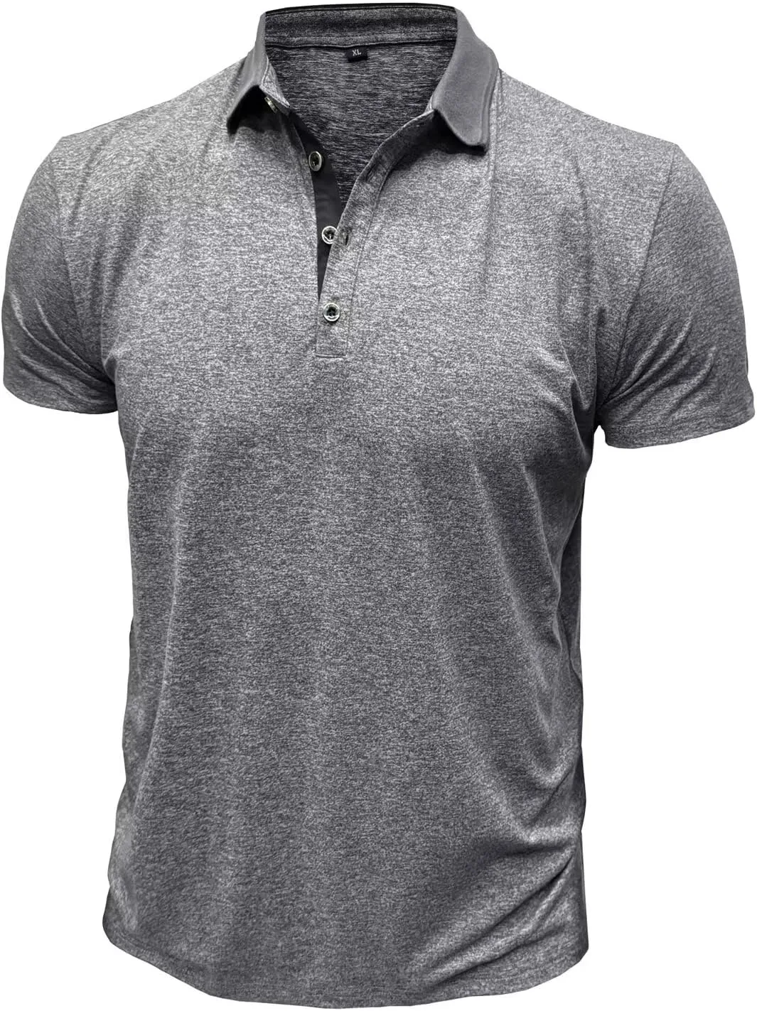 Men's Polo Shirts Short Sleeve Golf Polo Moisture Wicking Heather Tipped Casual Collared Shirts