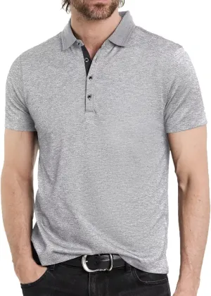 Men's Polo Shirts Short Sleeve Golf Polo Moisture Wicking Heather Tipped Casual Collared Shirts
