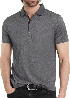 Men's Polo Shirts Short Sleeve Golf Polo Moisture Wicking Heather Tipped Casual Collared Shirts