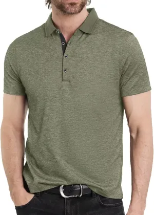 Men's Polo Shirts Short Sleeve Golf Polo Moisture Wicking Heather Tipped Casual Collared Shirts