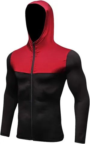 Men's Quick-Dry Hoodies Running Sweatshirt Slim Fit Zip Up Fitness Gym T Shirts