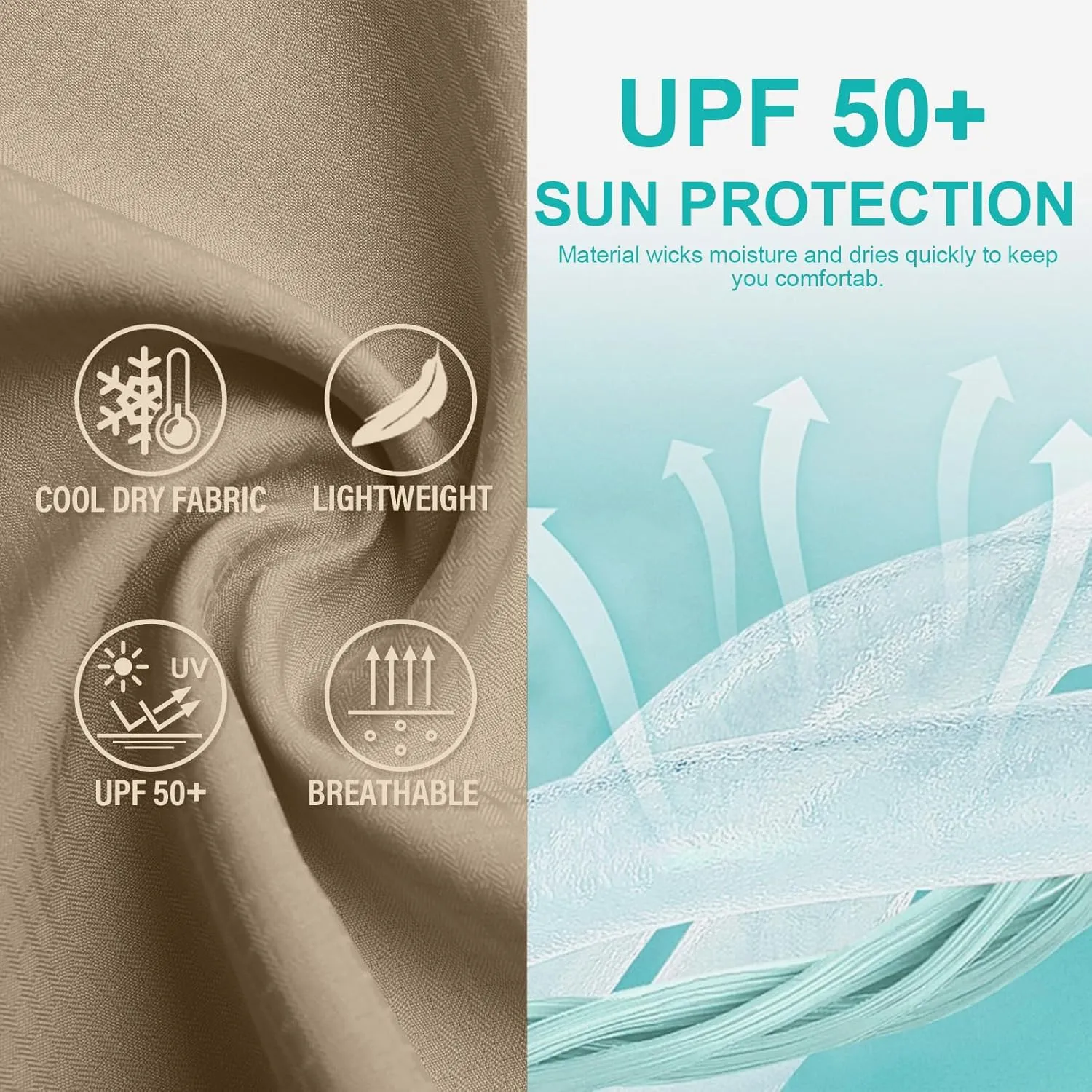 Men's Sun Protection Fishing Shirts Long Sleeve Safari Shirts UPF 50 UV Quick Dry Cooling Travel Work Shirts