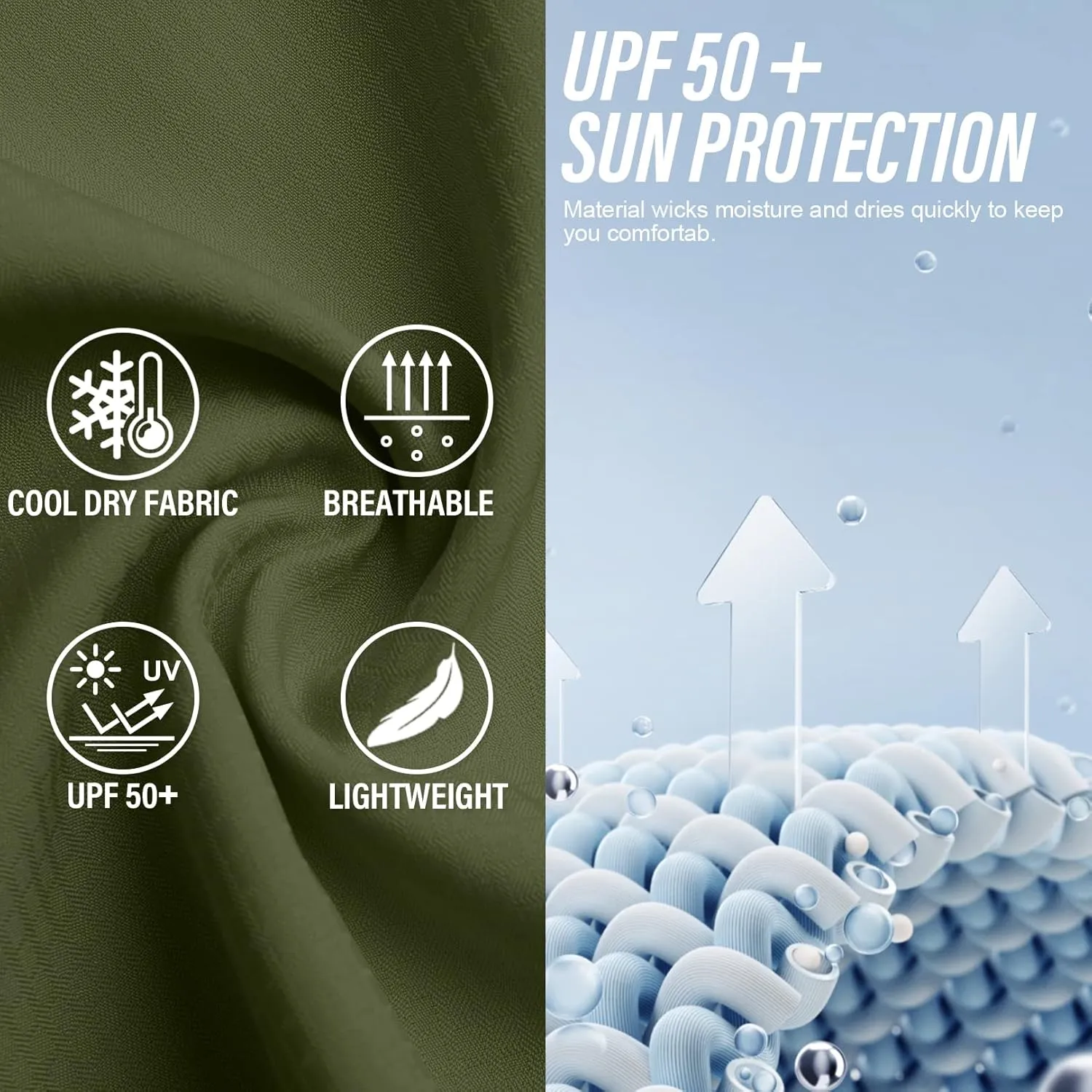Men's Sun Protection Fishing Shirts Long Sleeve Safari Shirts UPF 50 UV Quick Dry Cooling Travel Work Shirts