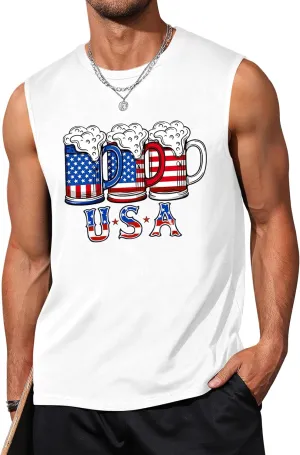 Men's Tank Tops Graphic Tank Tops for Men Summer Hawaiian Palm Tree Sleeveless Muscle Gym Shirt Mens Beach Tank Tops