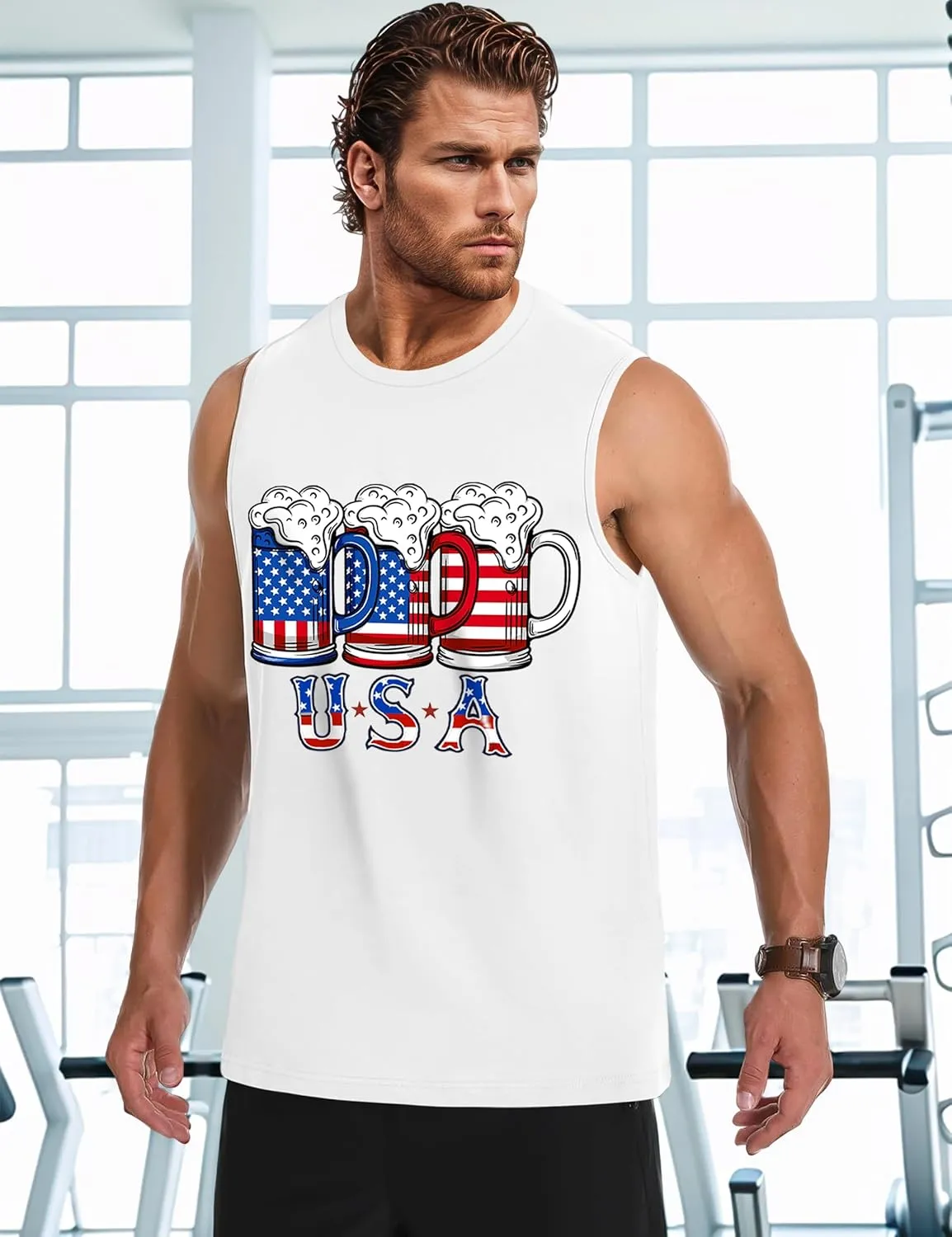 Men's Tank Tops Graphic Tank Tops for Men Summer Hawaiian Palm Tree Sleeveless Muscle Gym Shirt Mens Beach Tank Tops