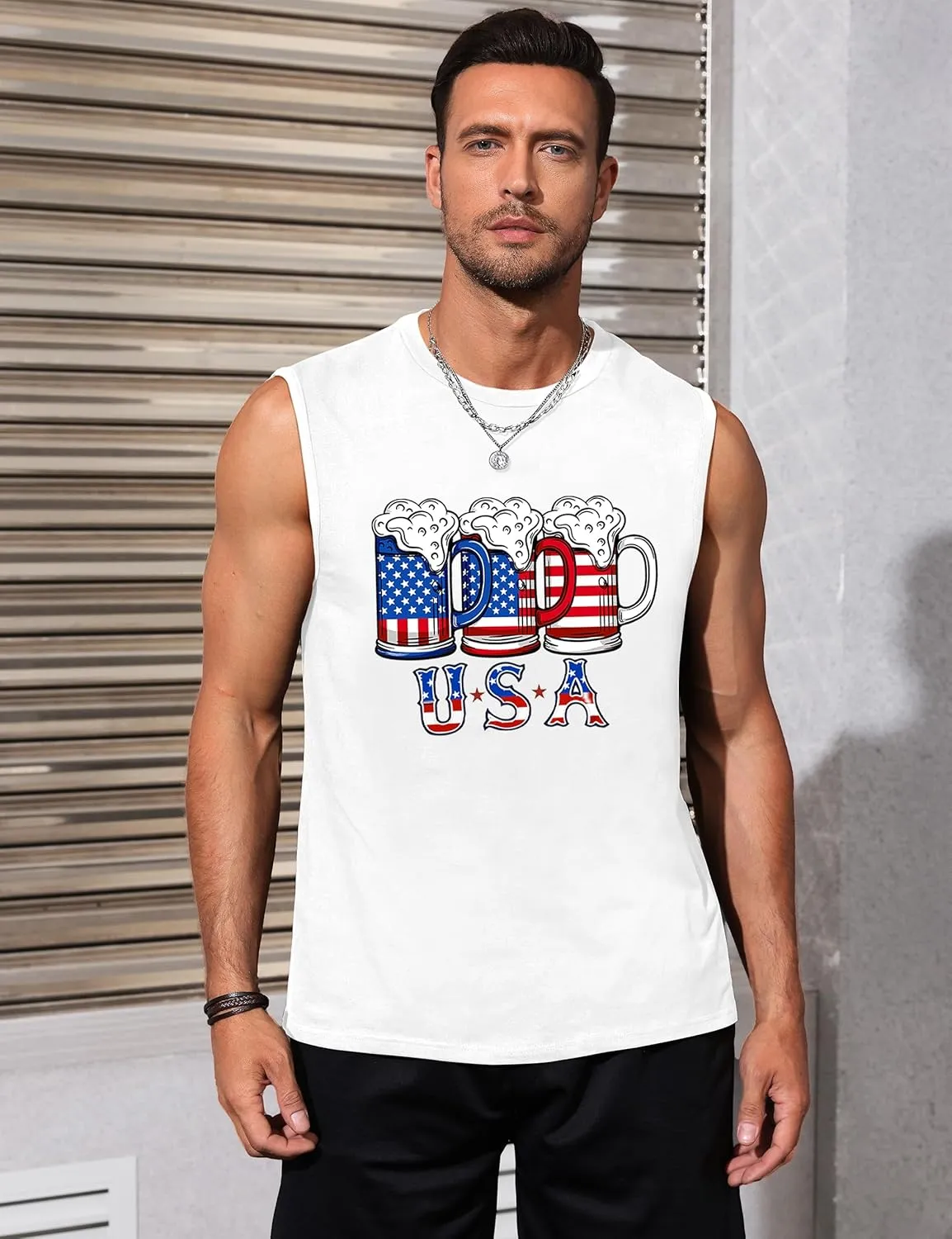 Men's Tank Tops Graphic Tank Tops for Men Summer Hawaiian Palm Tree Sleeveless Muscle Gym Shirt Mens Beach Tank Tops