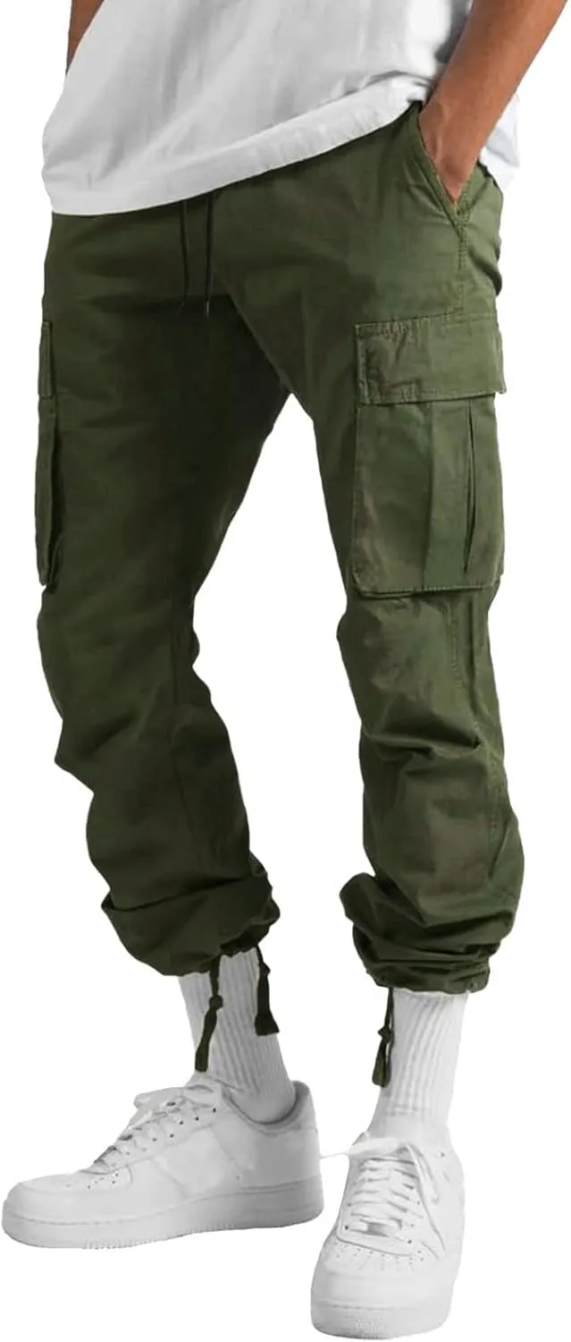 Men's Utility Flex Cargo Pants, Classic-Fit Casual Stretch Work Pants, Water Resistant Lightweight Tactical Hiking Pants