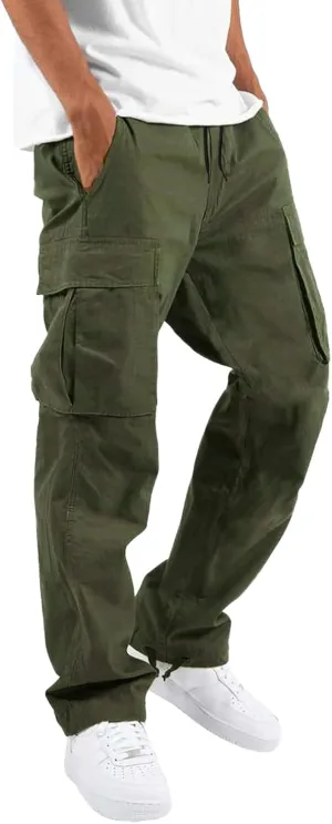 Men's Utility Flex Cargo Pants, Classic-Fit Casual Stretch Work Pants, Water Resistant Lightweight Tactical Hiking Pants