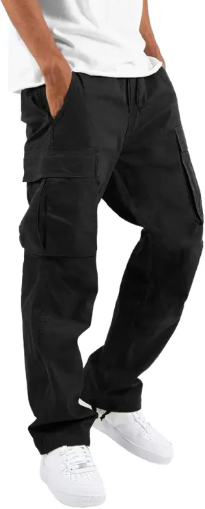 Men's Utility Flex Cargo Pants, Classic-Fit Casual Stretch Work Pants, Water Resistant Lightweight Tactical Hiking Pants