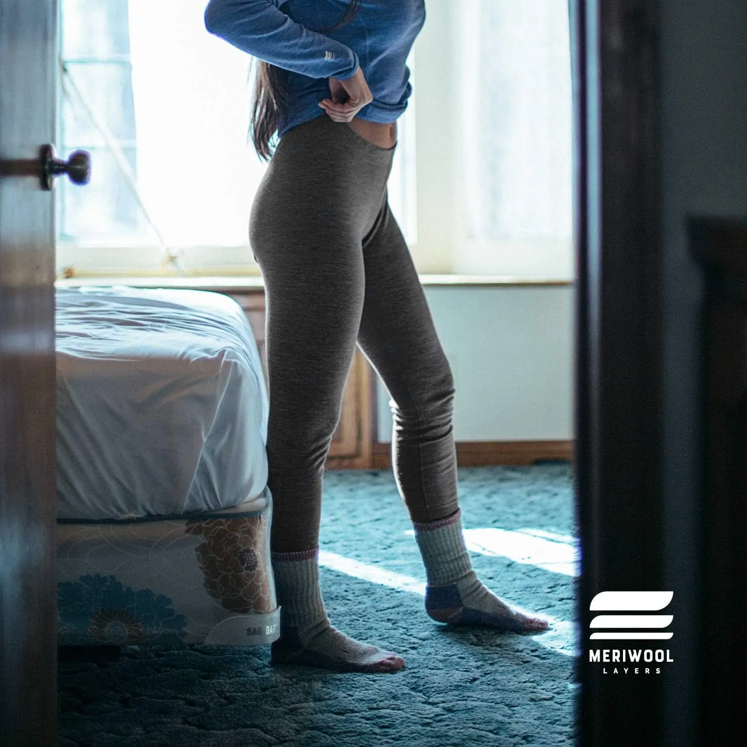 MERIWOOL Womens Base Layer Bottoms - Lightweight Merino Wool Thermal Pants