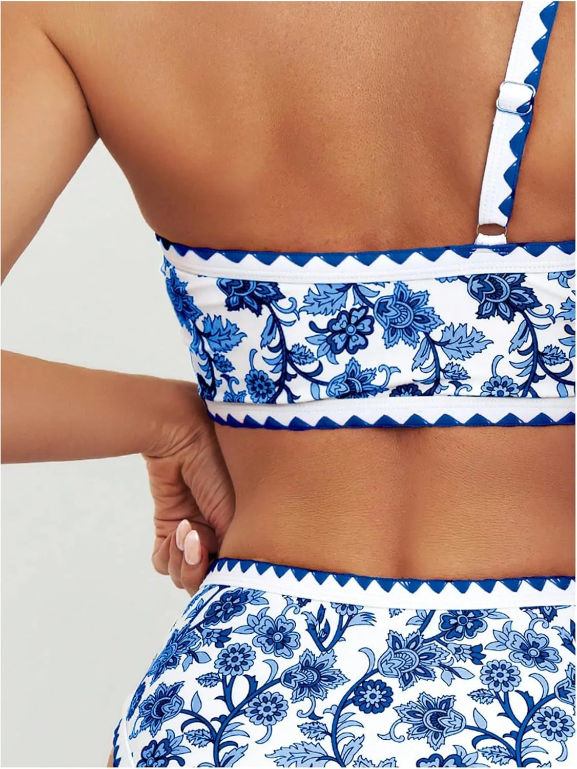 Milumia Women's 2 Piece Paisley Print Bikini Set One Shoulder High Rise Bathing Suits