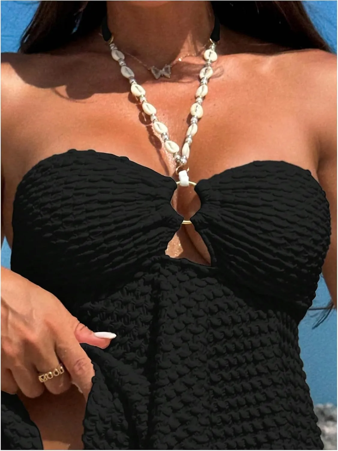 Milumia Women's Tankini Sets Two Piece Halter Cut Out Bathing Suits Tummy Control Swimsuit Flowy Swimwear