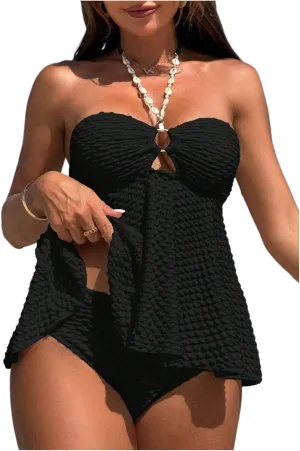 Milumia Women's Tankini Sets Two Piece Halter Cut Out Bathing Suits Tummy Control Swimsuit Flowy Swimwear