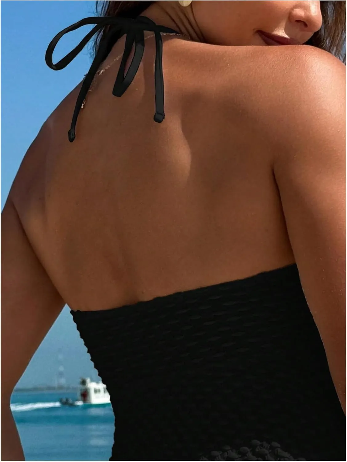 Milumia Women's Tankini Sets Two Piece Halter Cut Out Bathing Suits Tummy Control Swimsuit Flowy Swimwear