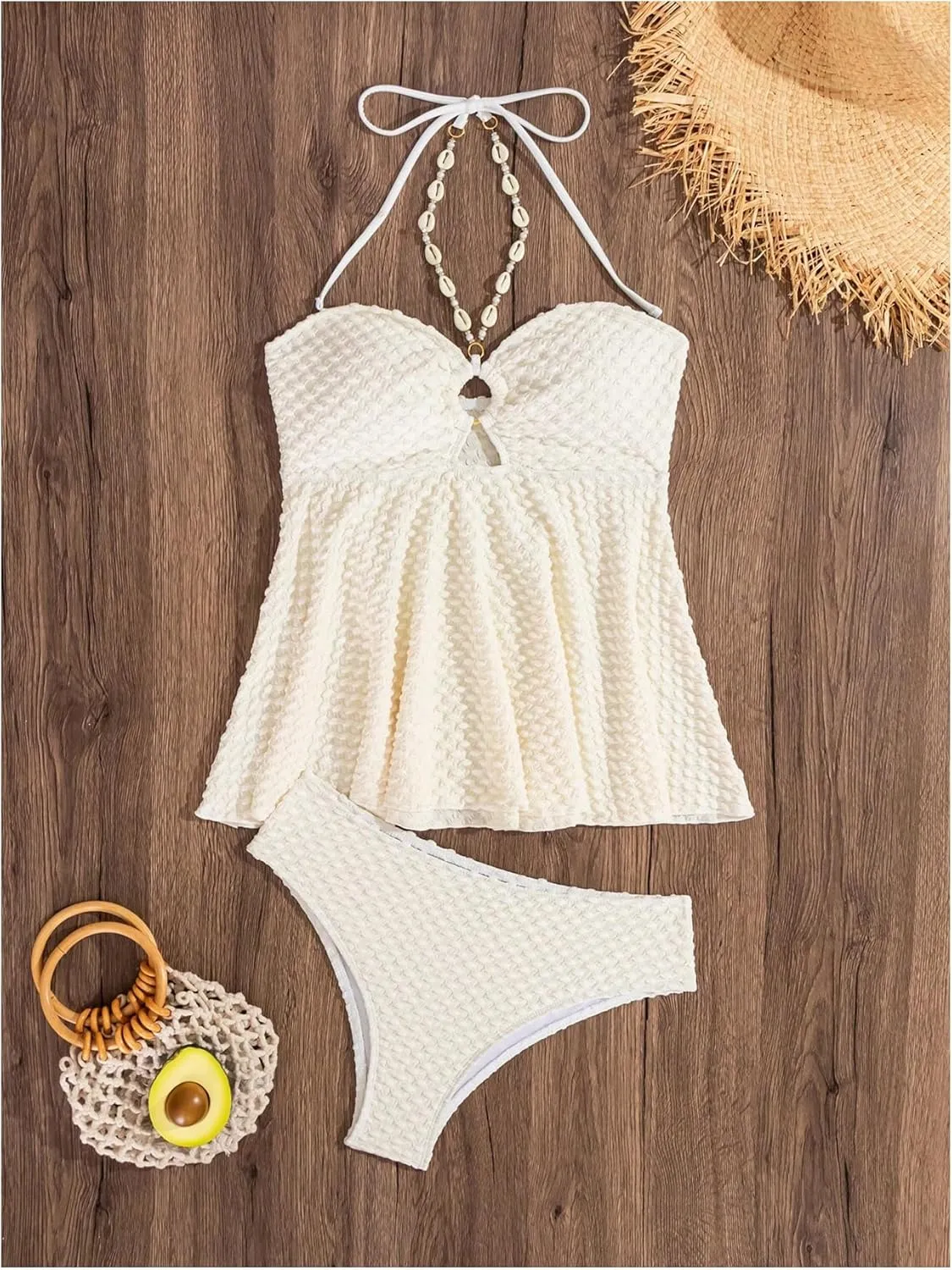 Milumia Women's Tankini Sets Two Piece Halter Cut Out Bathing Suits Tummy Control Swimsuit Flowy Swimwear