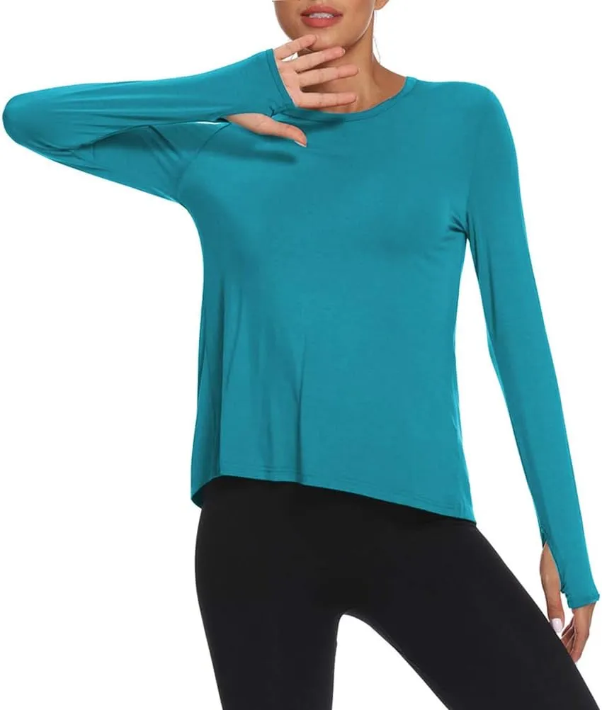 Mippo Long Sleeve Workout Shirts for Women Yoga Tops Open Back Running Shirts Athletic Clothes