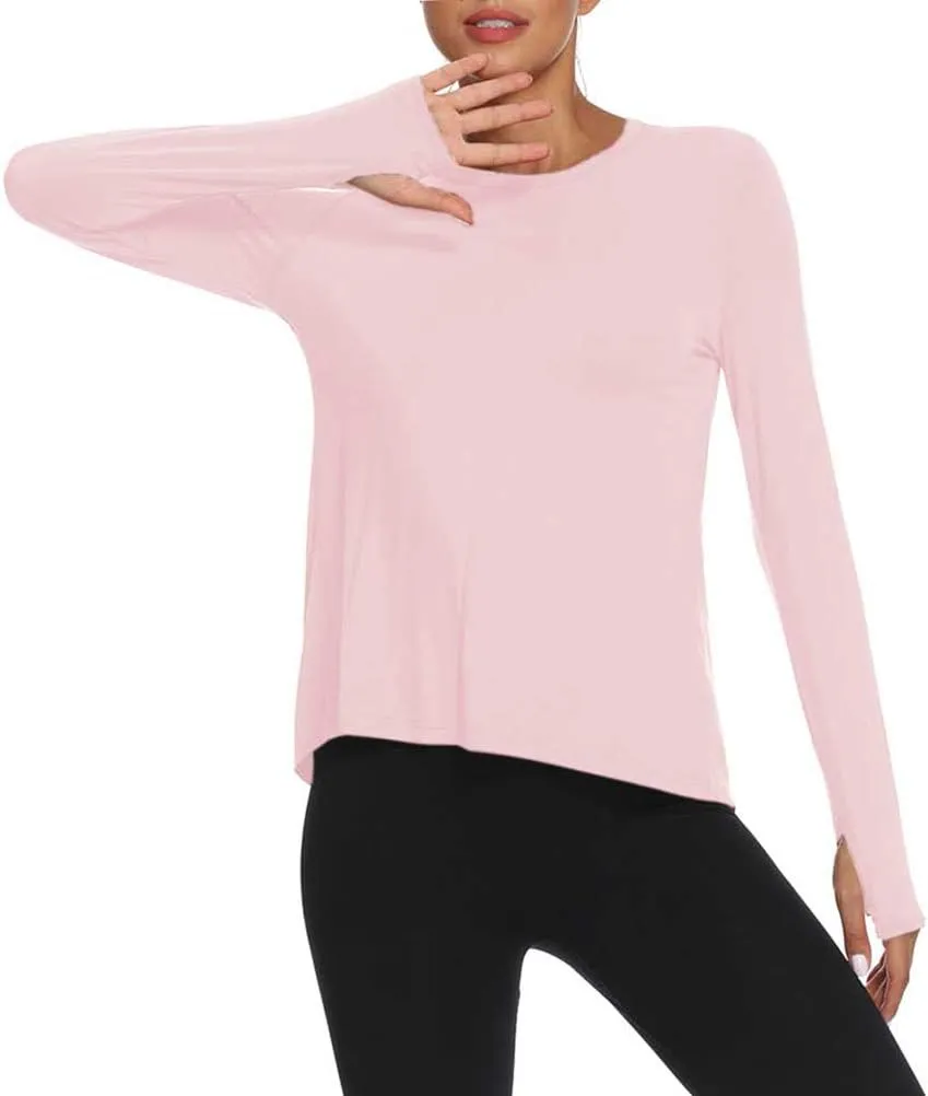 Mippo Long Sleeve Workout Shirts for Women Yoga Tops Open Back Running Shirts Athletic Clothes