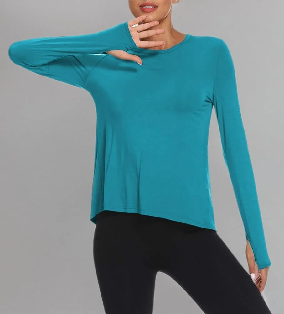 Mippo Long Sleeve Workout Shirts for Women Yoga Tops Open Back Running Shirts Athletic Clothes