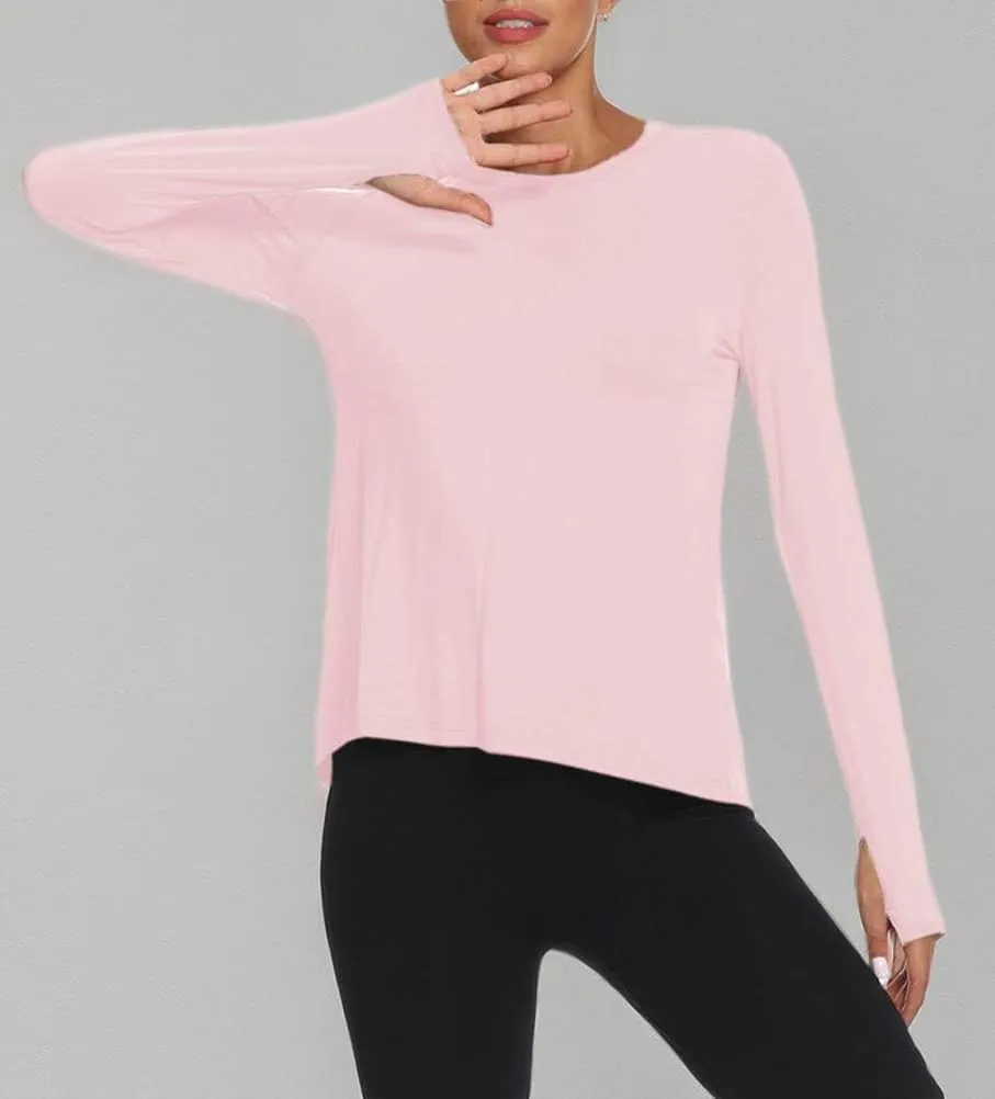 Mippo Long Sleeve Workout Shirts for Women Yoga Tops Open Back Running Shirts Athletic Clothes