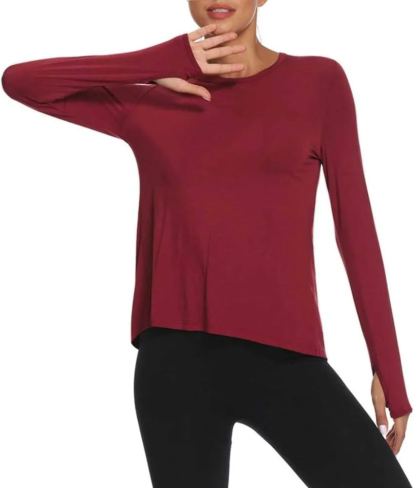 Mippo Long Sleeve Workout Shirts for Women Yoga Tops Open Back Running Shirts Athletic Clothes