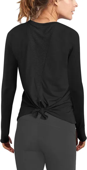 Mippo Long Sleeve Workout Shirts for Women Yoga Tops Open Back Running Shirts Athletic Clothes